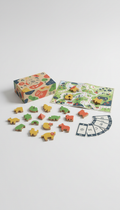 Educational wooden puzzle with logic cards