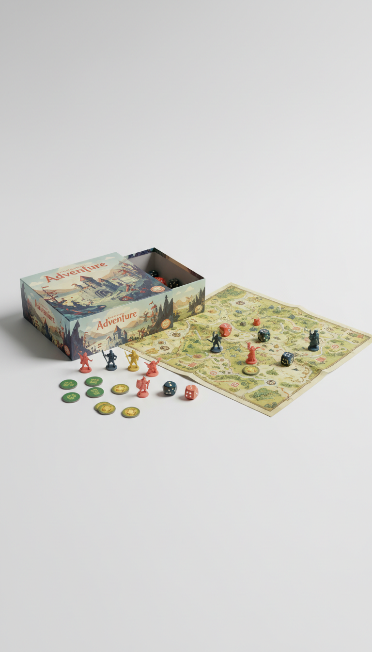 Adventure board game with illustrated map